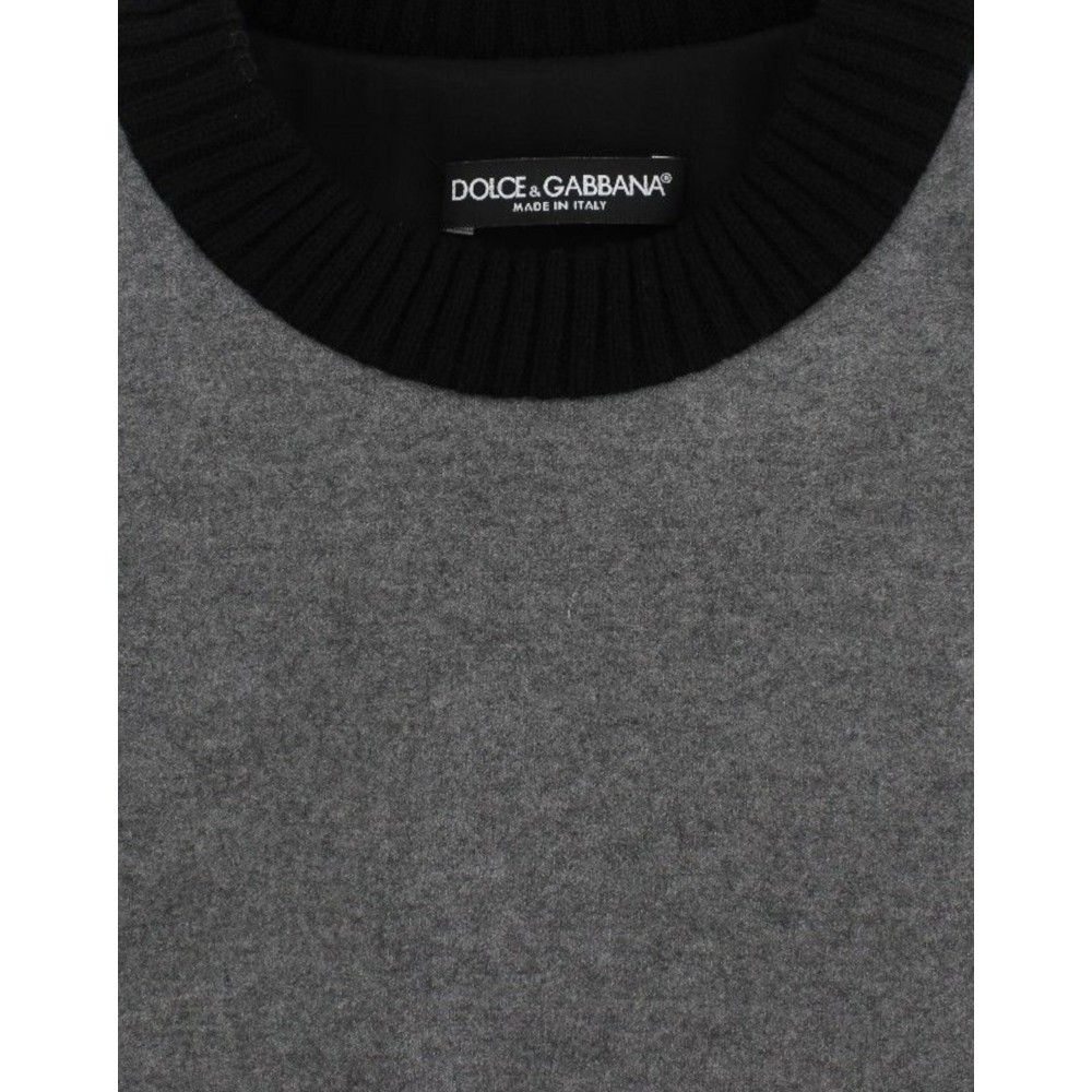 Dolce & Gabbana Eleganter grauer Pullover mit Spitze aus Kaschmirmischung