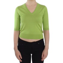 Dolce & Gabbana Smaragdgrüner Pullover mit V-Ausschnitt aus Wolle