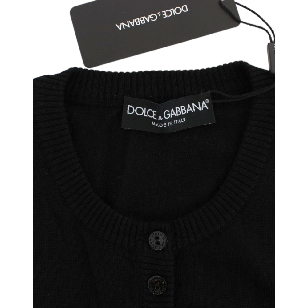Dolce & Gabbana Elegante schwarze Strickjacke aus Wolle