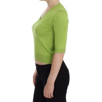 Dolce & Gabbana Smaragdgrüner Pullover mit V-Ausschnitt aus Wolle