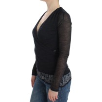 Ermanno Scervino Schwarzer Pullover mit tiefem V-Ausschnitt aus einer Wollmischung