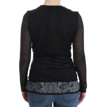 Ermanno Scervino Schwarzer Pullover mit tiefem V-Ausschnitt aus einer Wollmischung