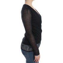 Ermanno Scervino Schwarzer Pullover mit tiefem V-Ausschnitt aus einer Wollmischung