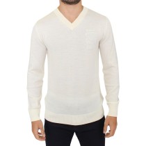 Ermanno Scervino Off-White Pullover mit V-Ausschnitt aus Wollmischung