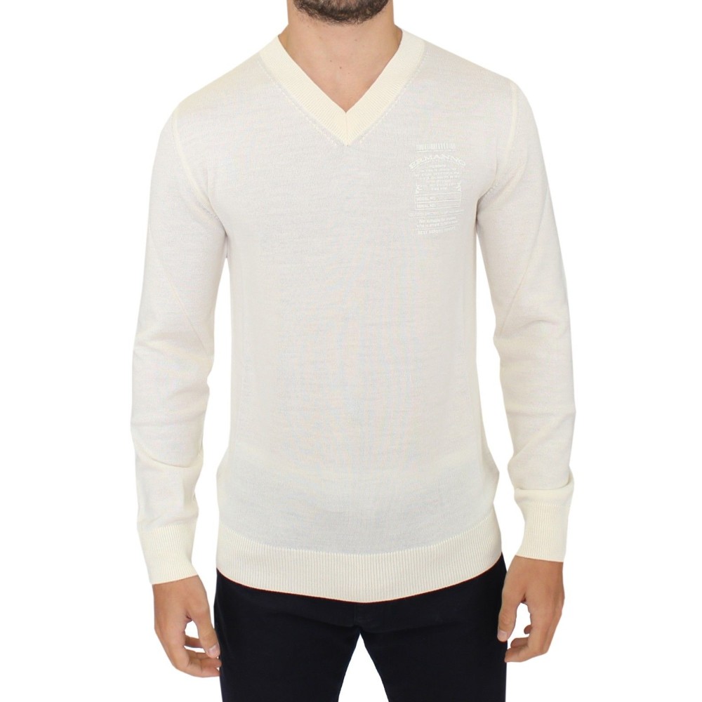 Ermanno Scervino Off-White Pullover mit V-Ausschnitt aus Wollmischung