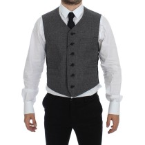 Dolce & Gabbana Elegantes einreihiges graues Kleid Weste