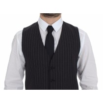 Dolce & Gabbana Elegantes graues gestreiftes Kleid Weste