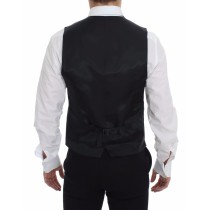 Dolce & Gabbana Elegantes graues gestreiftes Kleid Weste