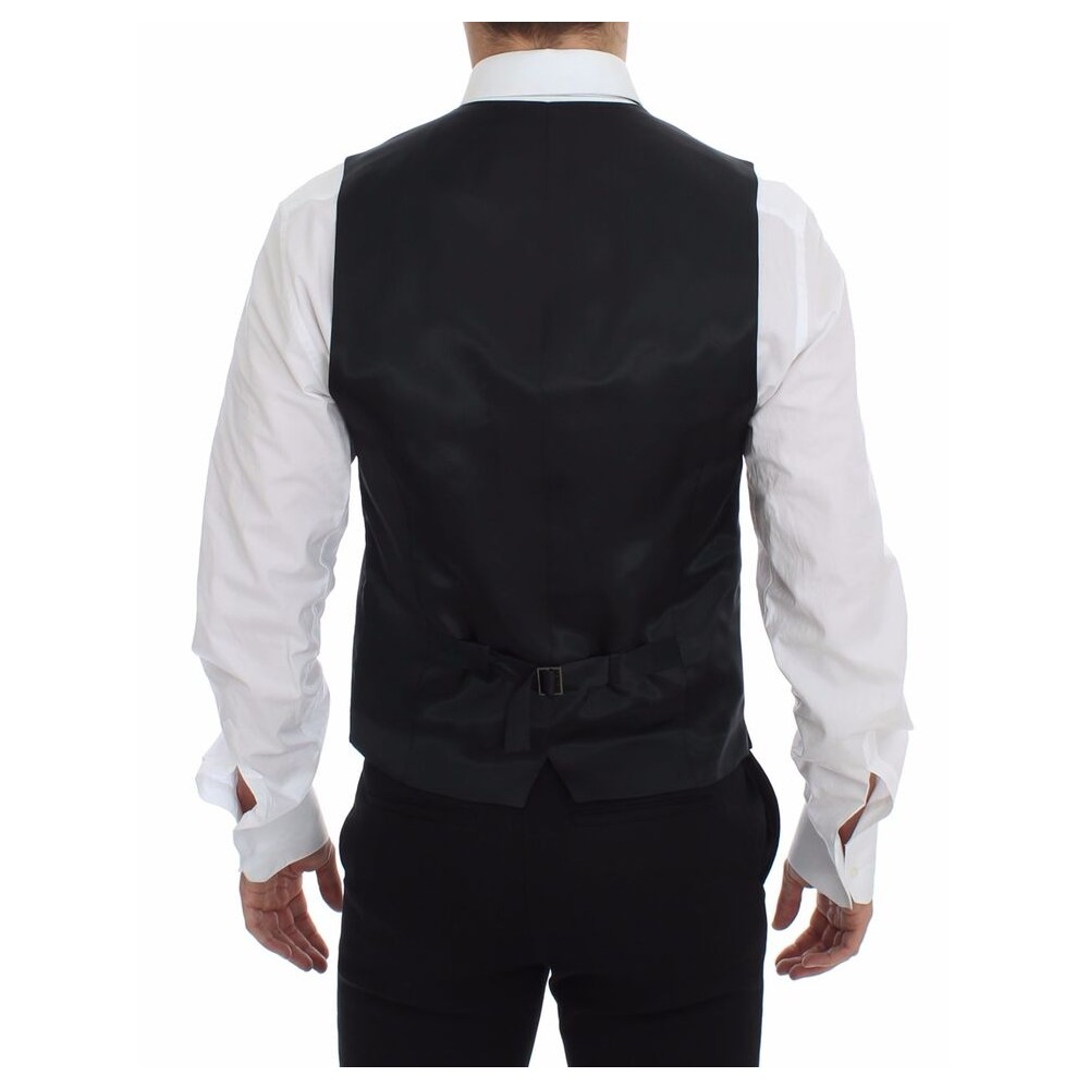 Dolce & Gabbana Elegantes graues gestreiftes Kleid Weste
