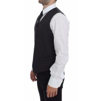 Dolce & Gabbana Elegantes graues gestreiftes Kleid Weste