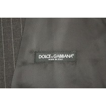 Dolce & Gabbana Elegantes graues gestreiftes Kleid Weste