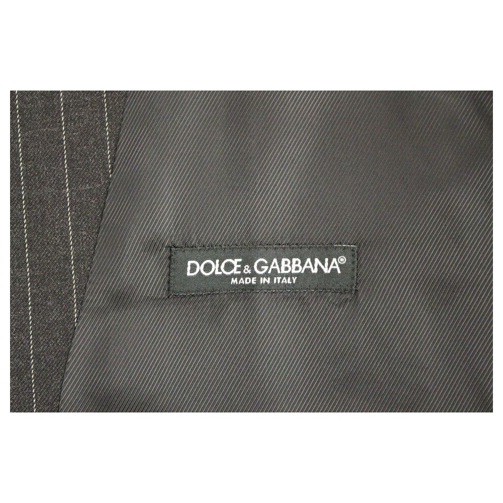 Dolce & Gabbana Elegantes graues gestreiftes Kleid Weste