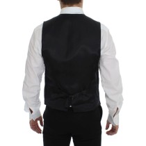 Dolce & Gabbana Elegantes Graues gestreiftes Wollkleid Weste