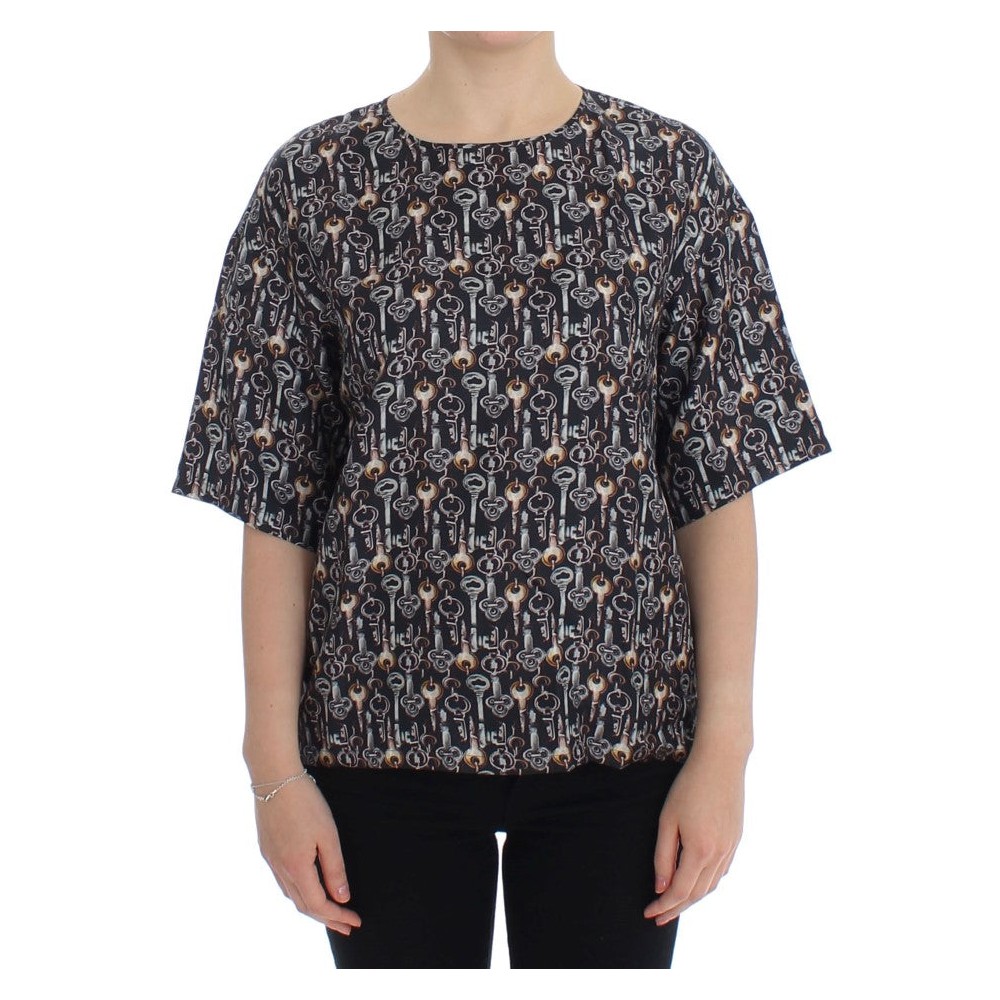 Dolce & Gabbana Enchanted Sicily Seidenbluse mit Schlüsseldruck