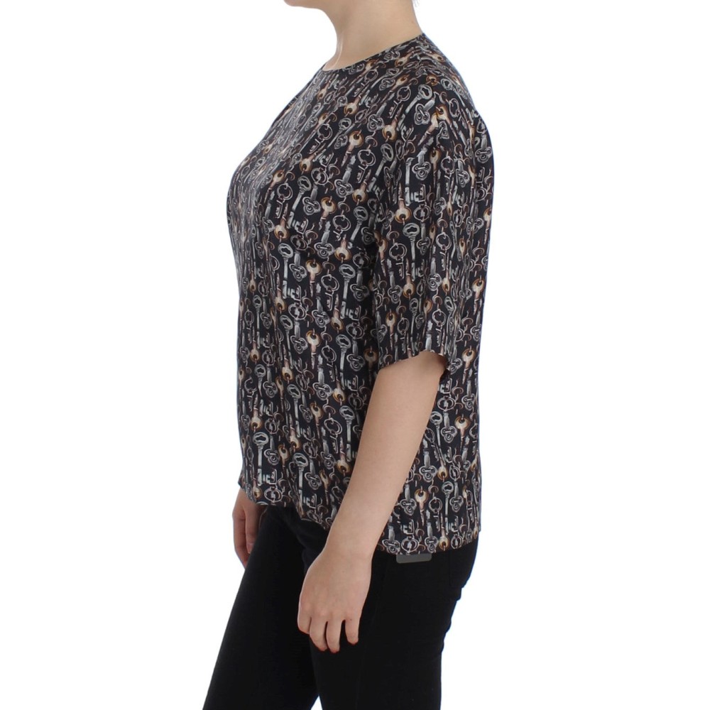 Dolce & Gabbana Enchanted Sicily Seidenbluse mit Schlüsseldruck
