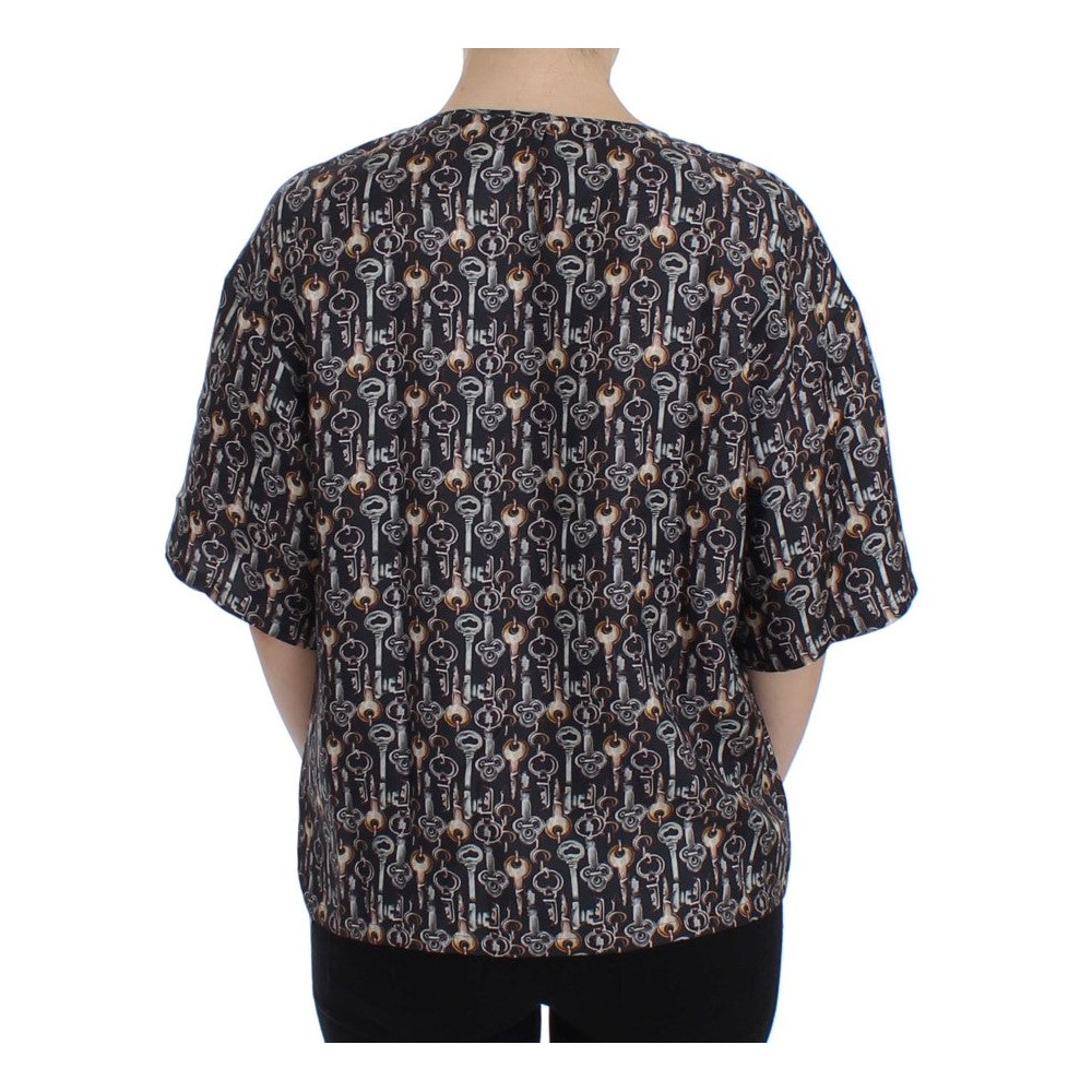 Dolce & Gabbana Enchanted Sicily Seidenbluse mit Schlüsseldruck