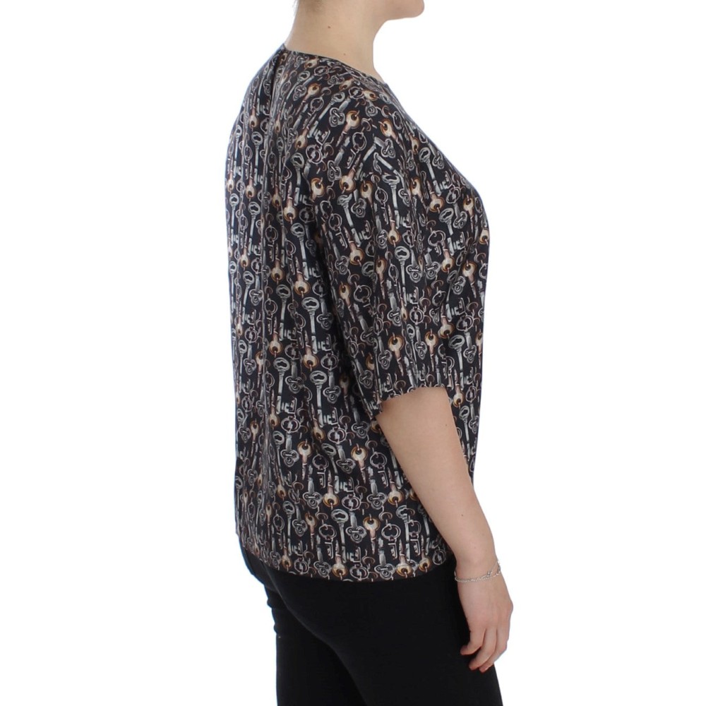 Dolce & Gabbana Enchanted Sicily Seidenbluse mit Schlüsseldruck