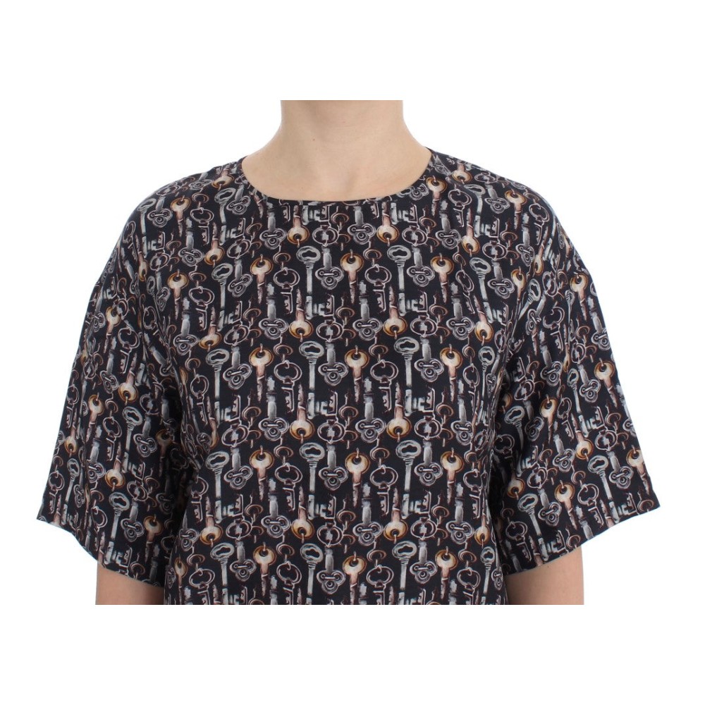 Dolce & Gabbana Enchanted Sicily Seidenbluse mit Schlüsseldruck