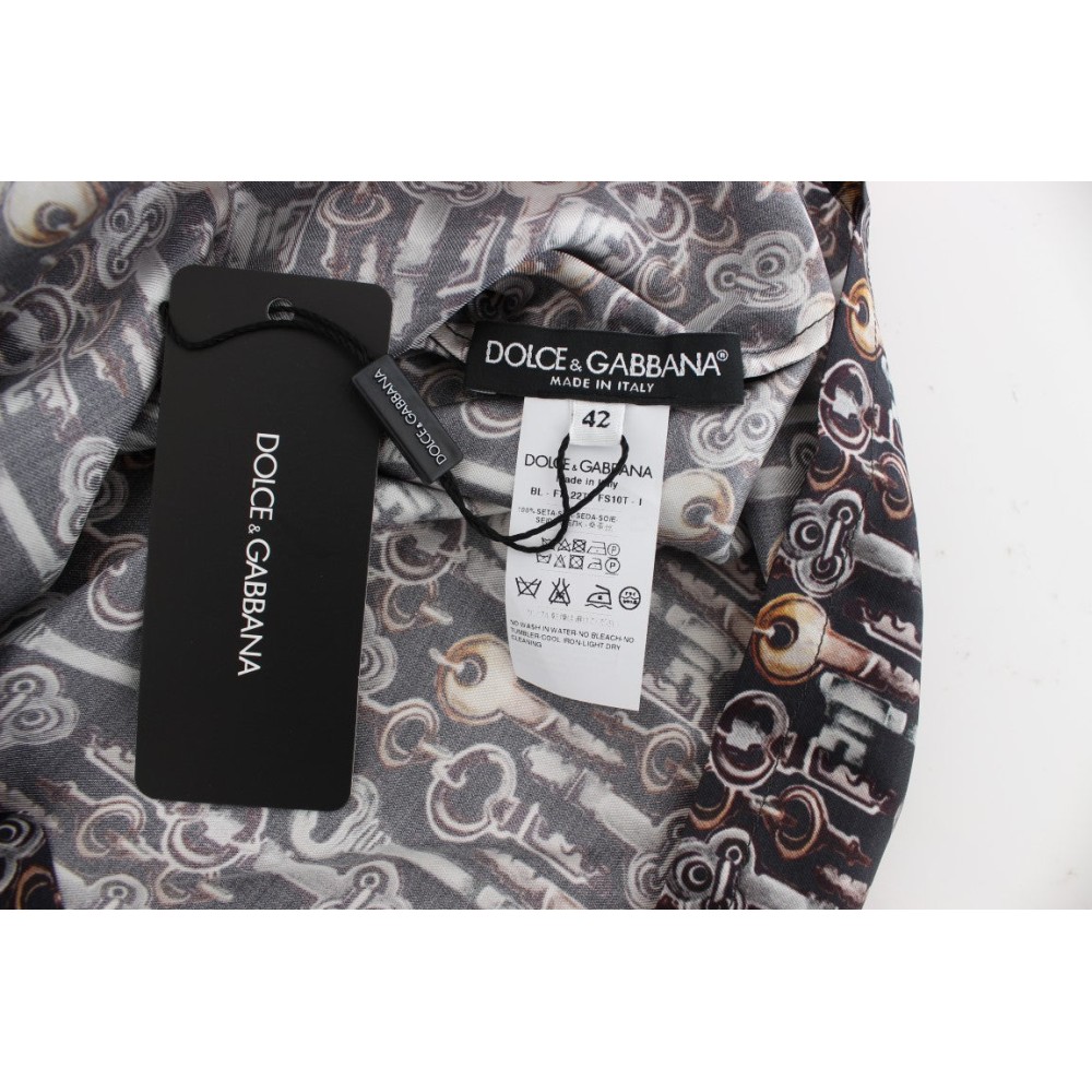 Dolce & Gabbana Enchanted Sicily Seidenbluse mit Schlüsseldruck
