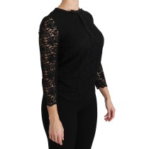 Dolce & Gabbana Elegante Schwarze Bluse mit Rundhalsausschnitt aus Spitze