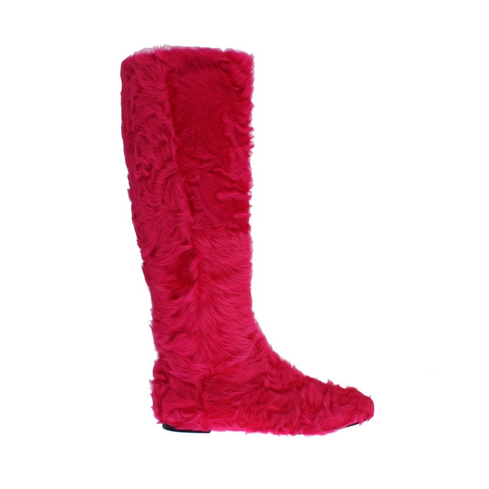 Dolce & Gabbana Elegante Stiefel aus rosa Lammfell