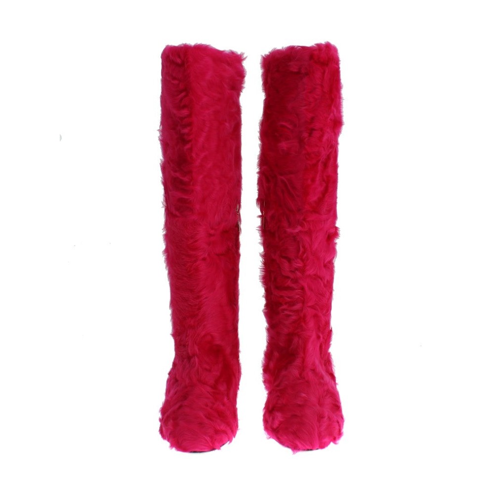 Dolce & Gabbana Elegante Stiefel aus rosa Lammfell