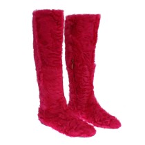 Dolce & Gabbana Elegante Stiefel aus rosa Lammfell