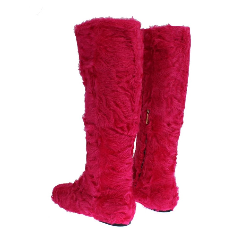 Dolce & Gabbana Elegante Stiefel aus rosa Lammfell