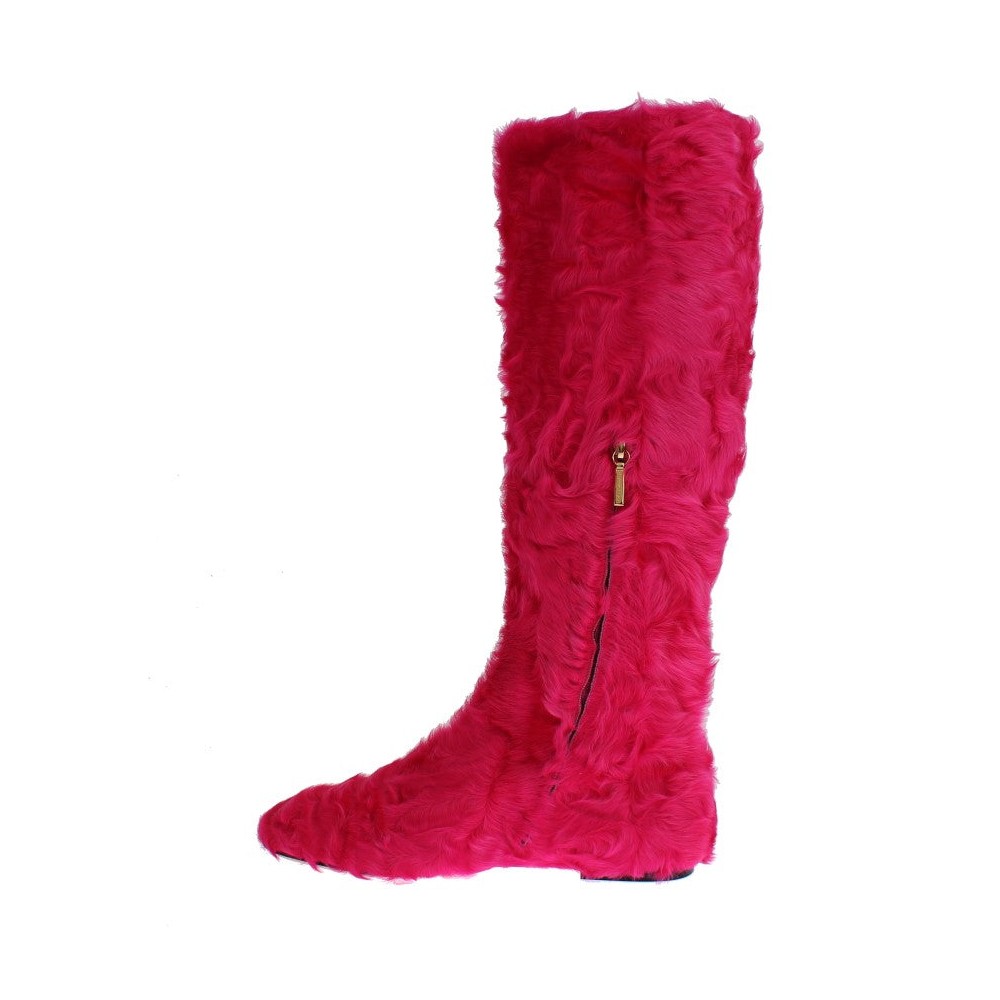 Dolce & Gabbana Elegante Stiefel aus rosa Lammfell