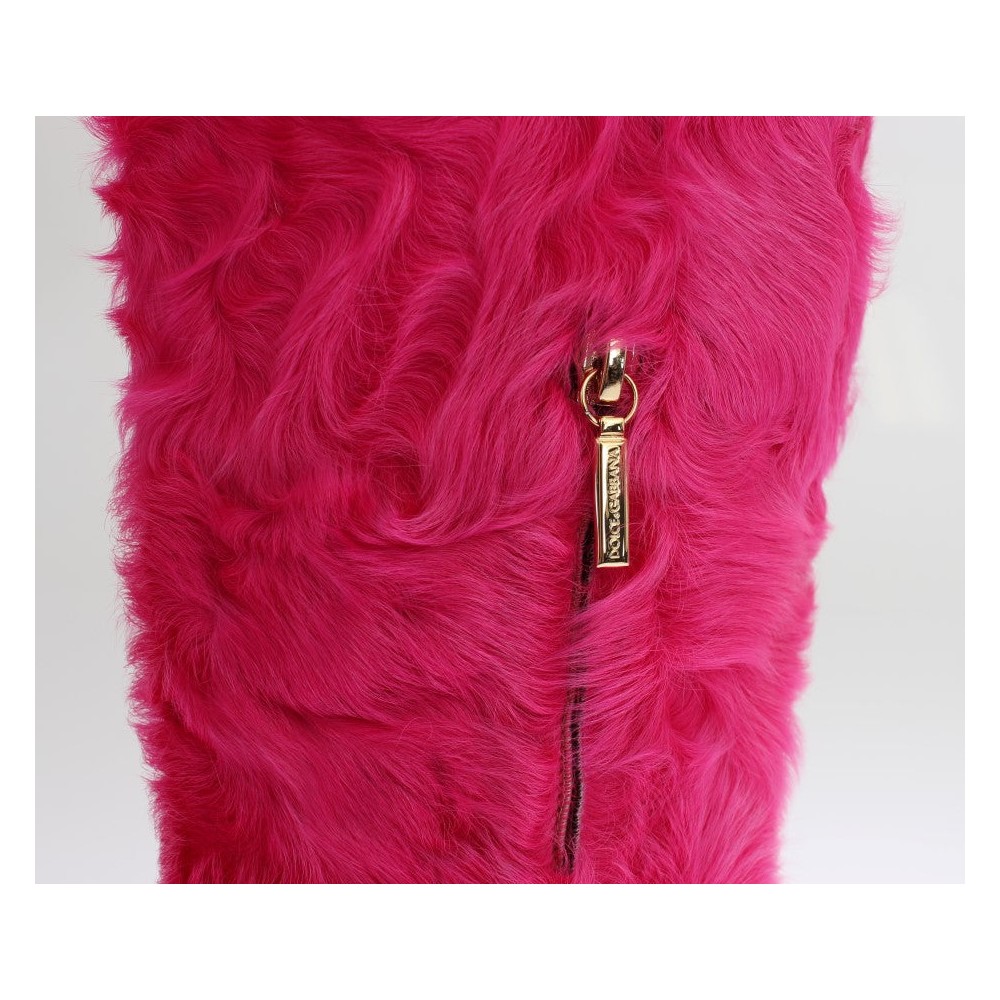 Dolce & Gabbana Elegante Stiefel aus rosa Lammfell