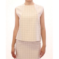 Andrea Incontri Schickes weißes ärmelloses Baumwollshirt Top