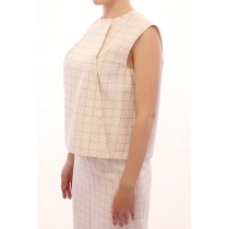 Andrea Incontri Schickes weißes ärmelloses Baumwollshirt Top