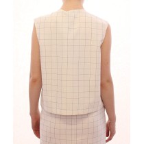 Andrea Incontri Schickes weißes ärmelloses Baumwollshirt Top