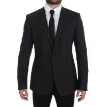 Dolce & Gabbana Schicke graue gestreifte Wollblazerjacke