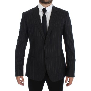 Dolce & Gabbana Schicke graue gestreifte Wollblazerjacke