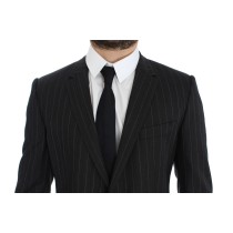Dolce & Gabbana Schicke graue gestreifte Wollblazerjacke