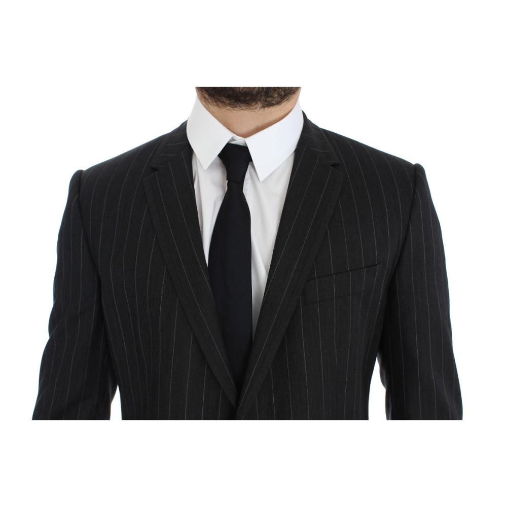 Dolce & Gabbana Schicke graue gestreifte Wollblazerjacke