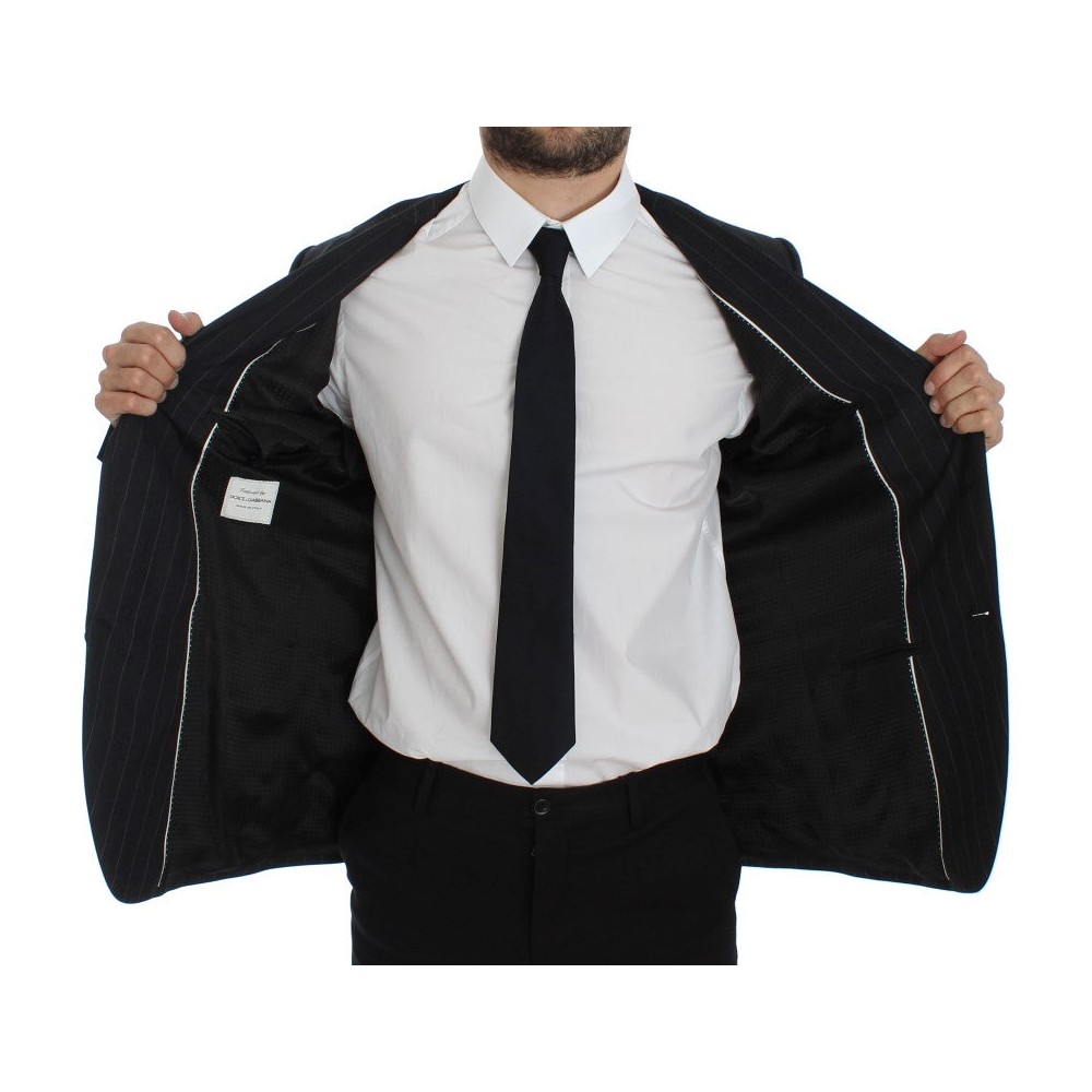 Dolce & Gabbana Schicke graue gestreifte Wollblazerjacke