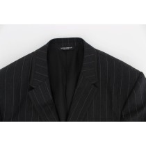 Dolce & Gabbana Schicke graue gestreifte Wollblazerjacke