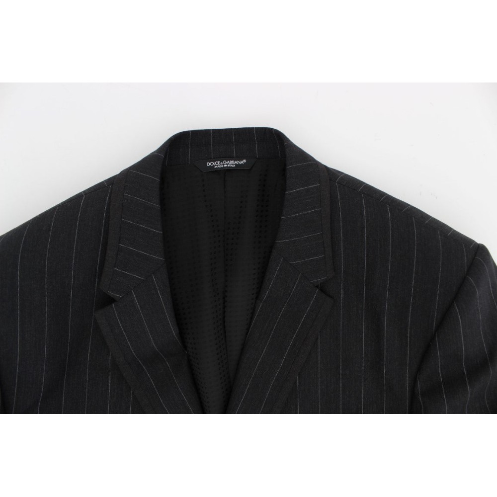 Dolce & Gabbana Schicke graue gestreifte Wollblazerjacke