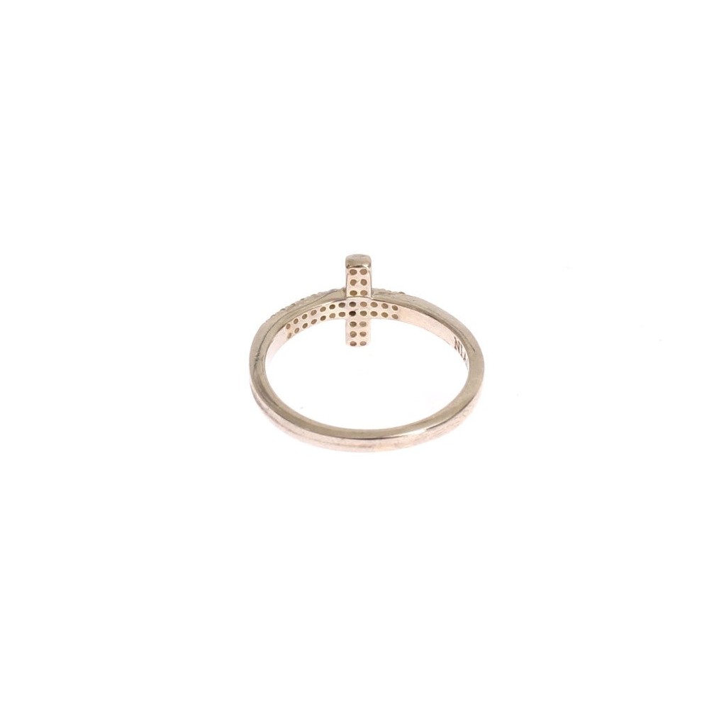 Nialaya Silber CZ Kreuz Aussage Ring