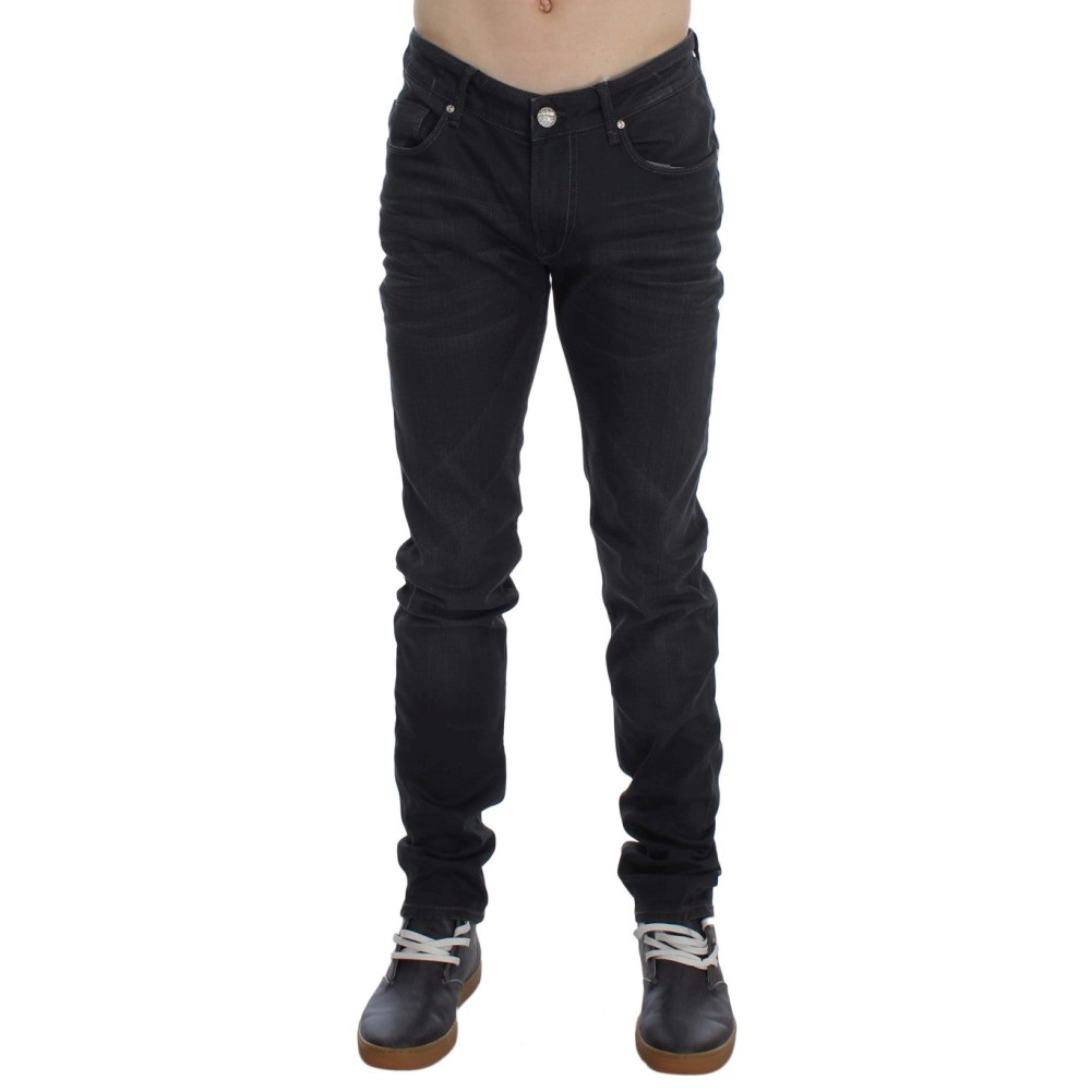Acht Elegantes graues Slim Fit Premium-Denim für Männer