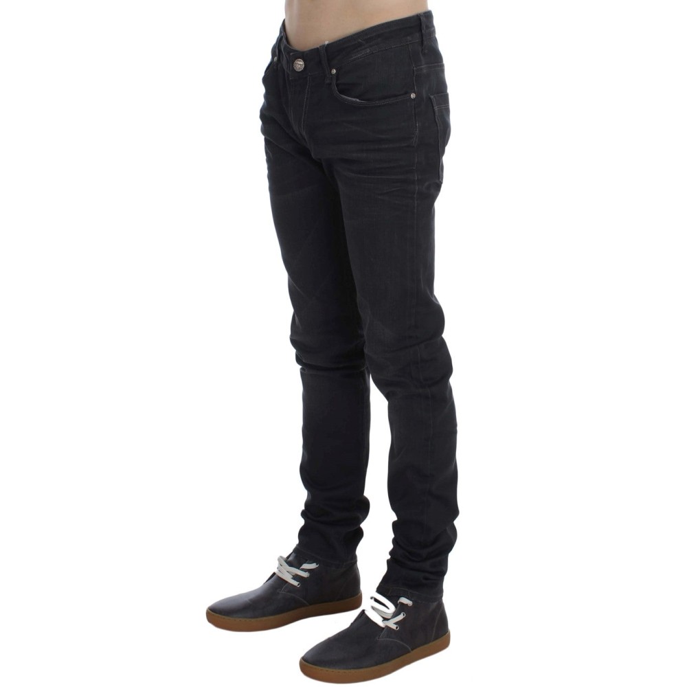 Acht Elegantes graues Slim Fit Premium-Denim für Männer