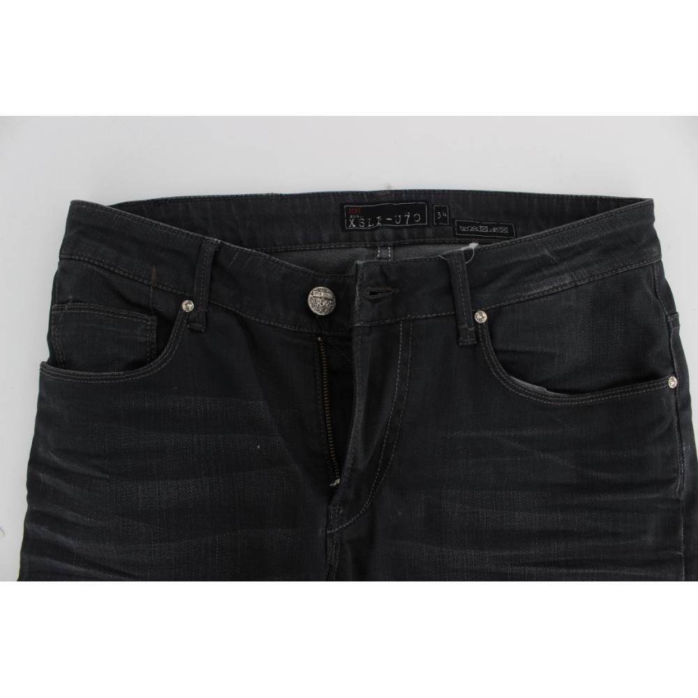 Acht Elegantes graues Slim Fit Premium-Denim für Männer