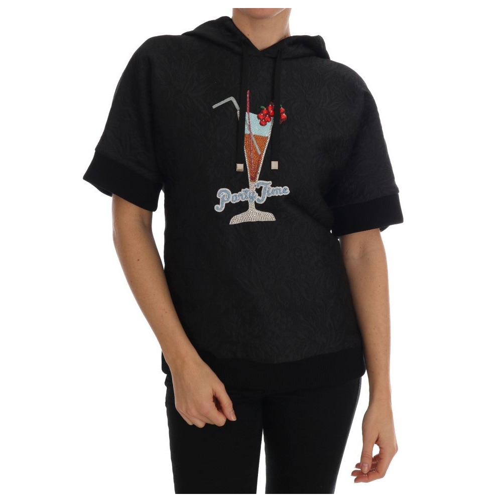 Dolce & Gabbana Verzauberter Brokat-Kristall-Pullover mit Kapuze