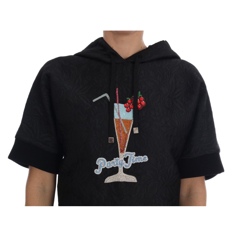 Dolce & Gabbana Verzauberter Brokat-Kristall-Pullover mit Kapuze