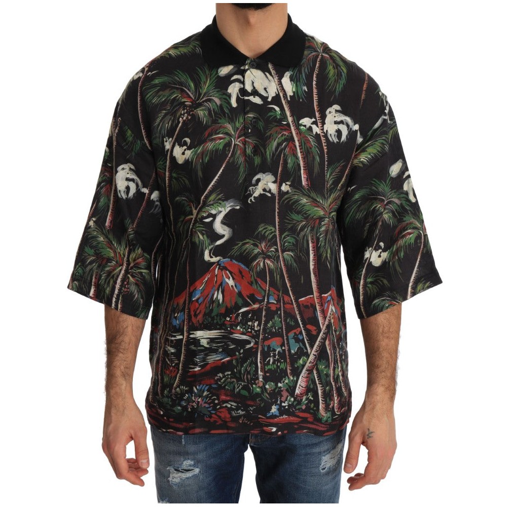 Dolce & Gabbana Sizilianischer Vulkan Motiv Polo Tee