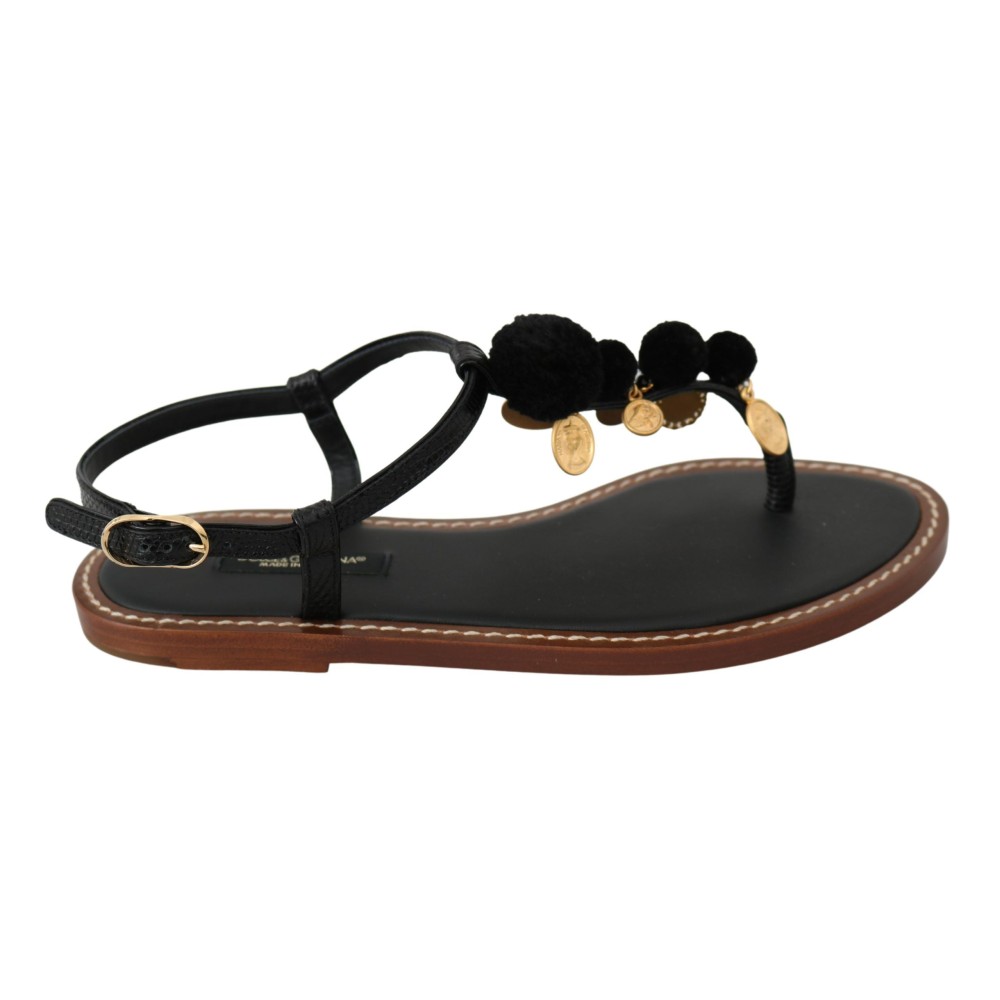 Dolce & Gabbana Pom Pom Flip Flop Knöchelriemen Flats