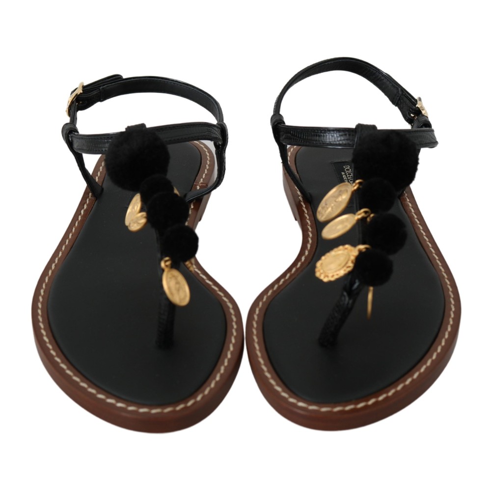 Dolce & Gabbana Pom Pom Flip Flop Knöchelriemen Flats