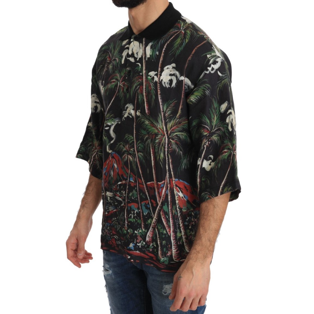 Dolce & Gabbana Sizilianischer Vulkan Motiv Polo Tee